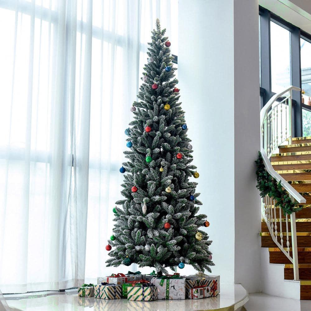 9 ft. Artificial Christmas Tree, Xmas Pencil Tree, Holiday Home Indoor Decoration for Party with Automatic Open