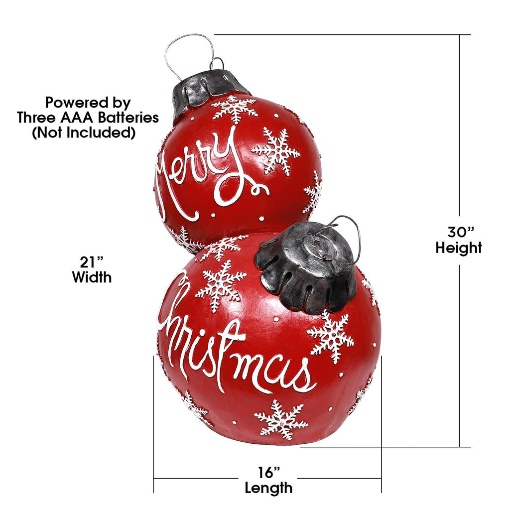 Alpine Corporation 21" x 16" x 30" Light-Up Freestanding Christmas Ornament Decor, Red