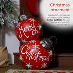 Alpine Corporation 21" x 16" x 30" Light-Up Freestanding Christmas Ornament Decor, Red