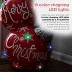 Alpine Corporation 21" x 16" x 30" Light-Up Freestanding Christmas Ornament Decor, Red