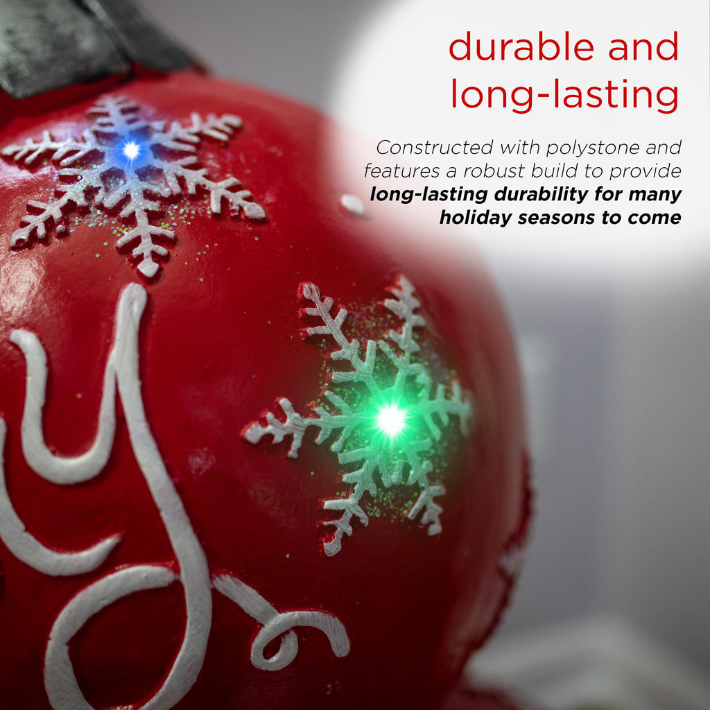 Alpine Corporation 21" x 16" x 30" Light-Up Freestanding Christmas Ornament Decor, Red