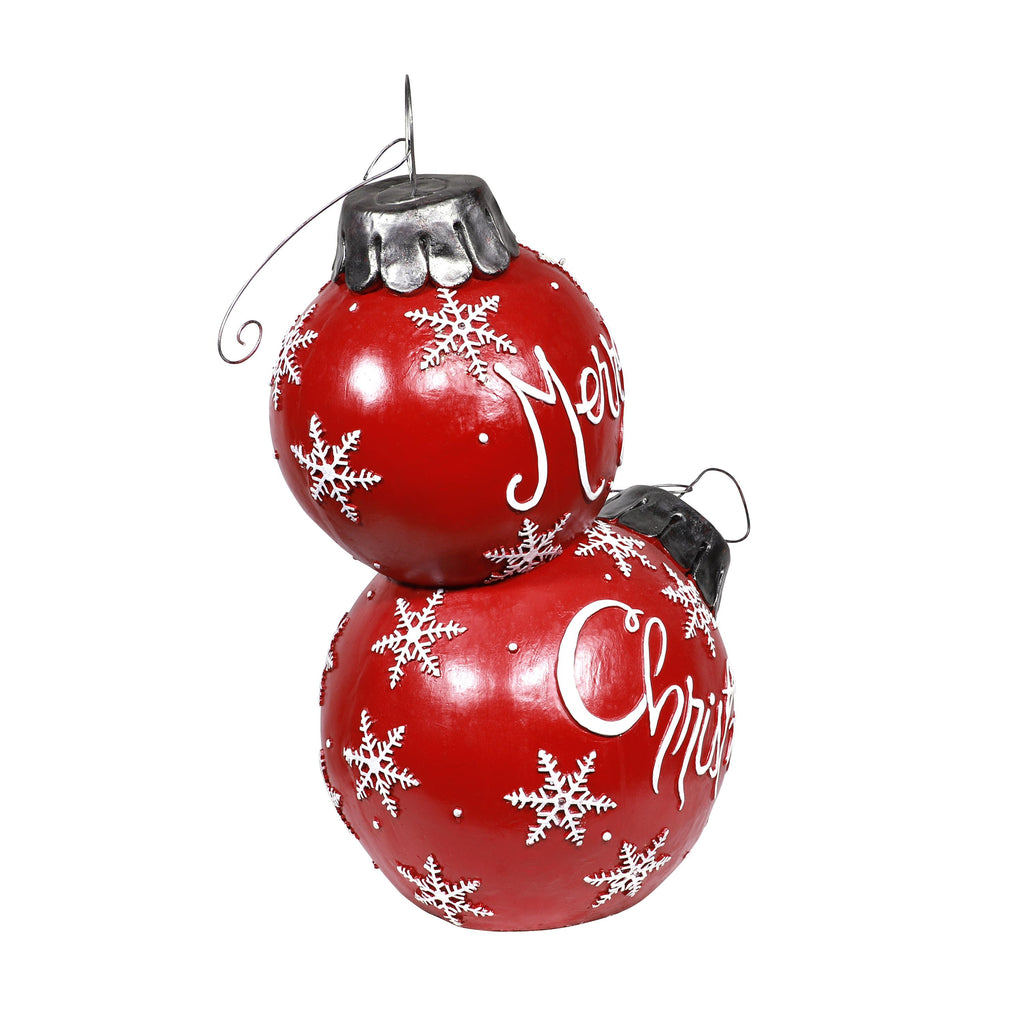 Alpine Corporation 21" x 16" x 30" Light-Up Freestanding Christmas Ornament Decor, Red