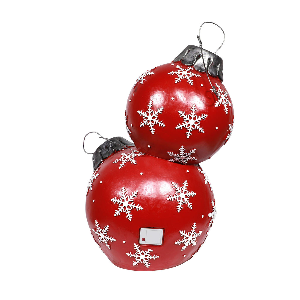 Alpine Corporation 21" x 16" x 30" Light-Up Freestanding Christmas Ornament Decor, Red