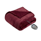 Gracie MIlls Elect Electric Blanket with Two 20 Heat Level Setting Controllers Twin Garnet -BR54-0389