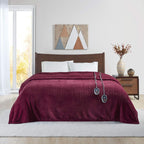 Gracie MIlls Elect Electric Blanket with Two 20 Heat Level Setting Controllers Twin Garnet -BR54-0389