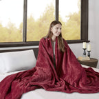 Gracie Mills Berber Elect Electric Blanket w/2 20 Heat Level Setting Controllers - Full, Red - BR54-0390