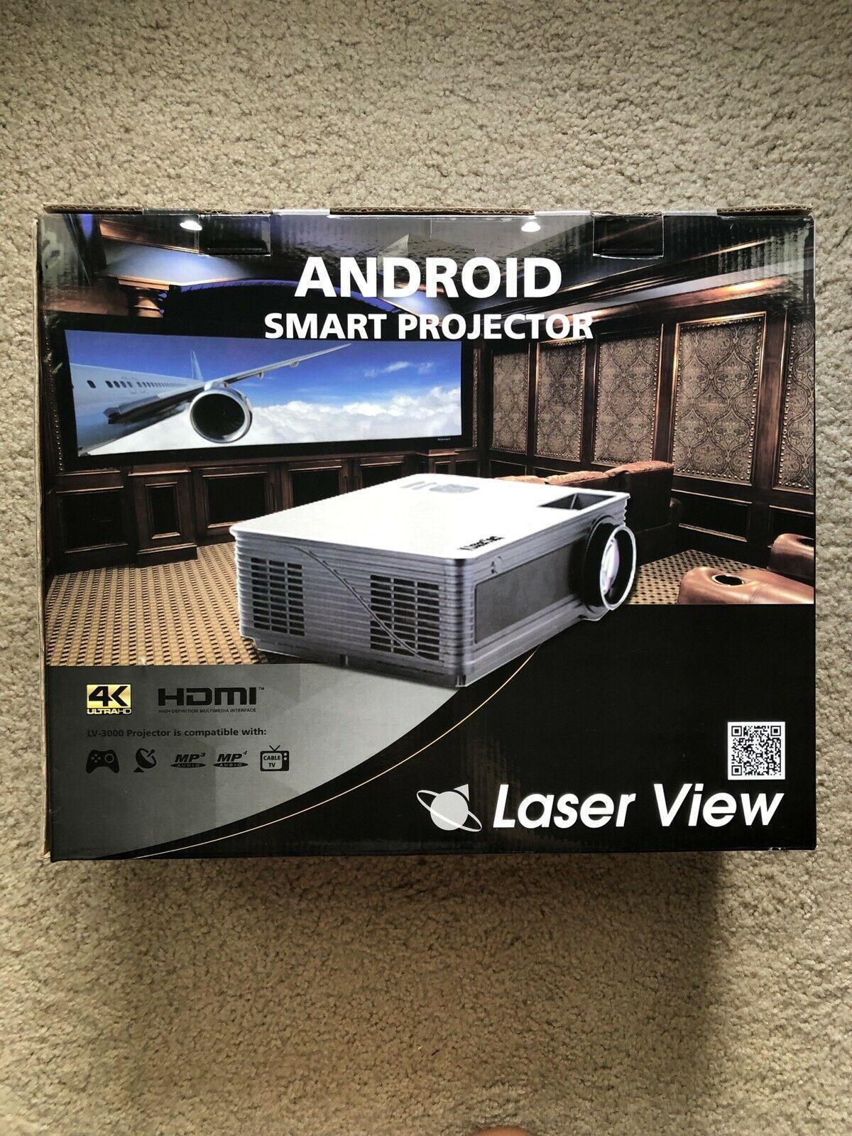 laser view lv3000 android smart 4k projector tv new in box