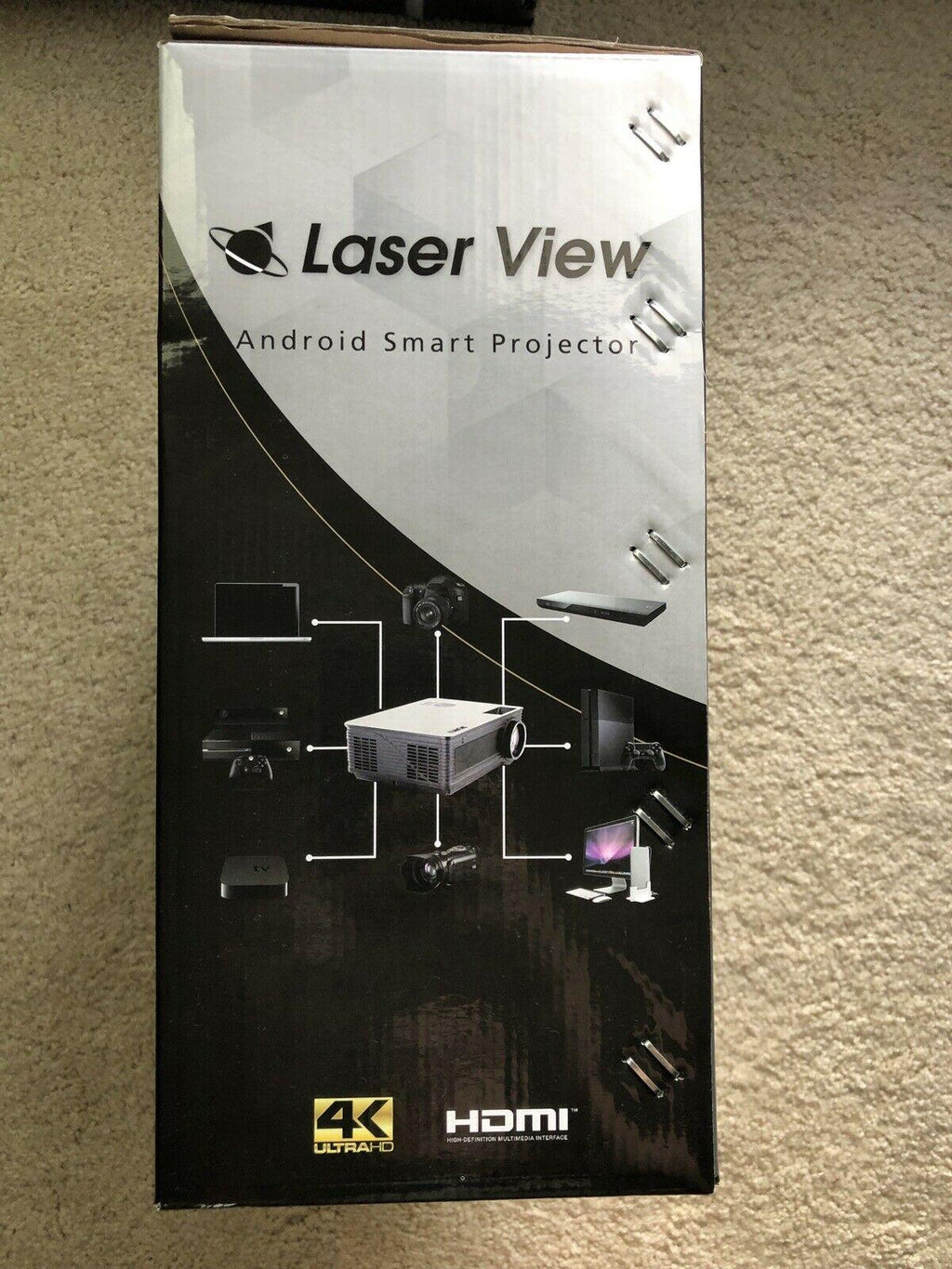 laser view lv3000 android smart 4k projector tv new in box