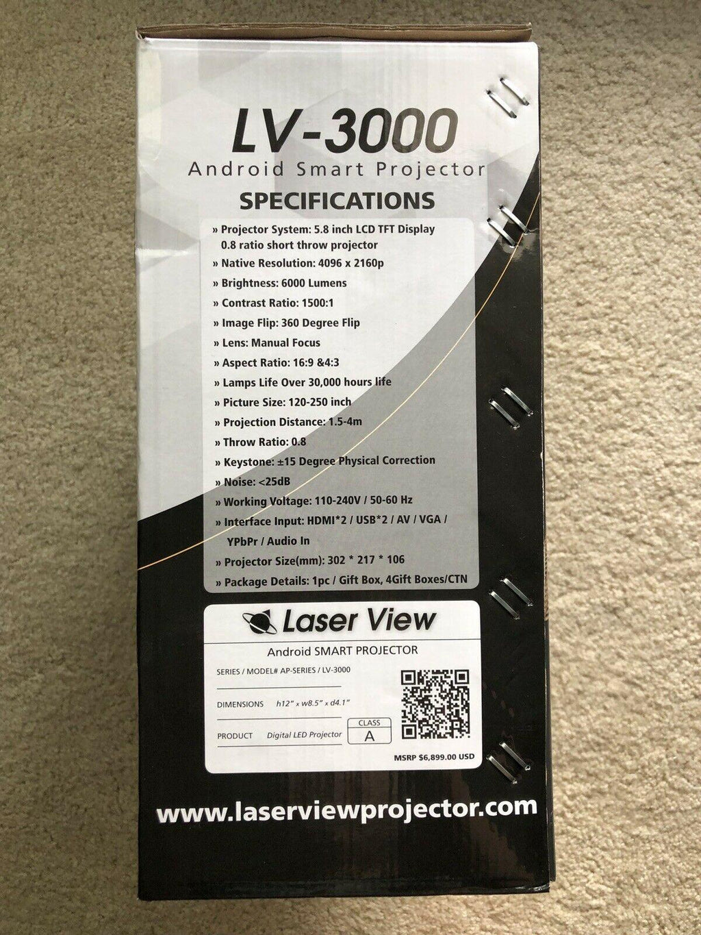laser view lv3000 android smart 4k projector tv new in box