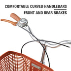 Comfortable Commuter Bike, Single Speed Beach Cruiser Bicycle, High-Carbon Steel Frame, Front Basket &amp; Bell, Rear Racks