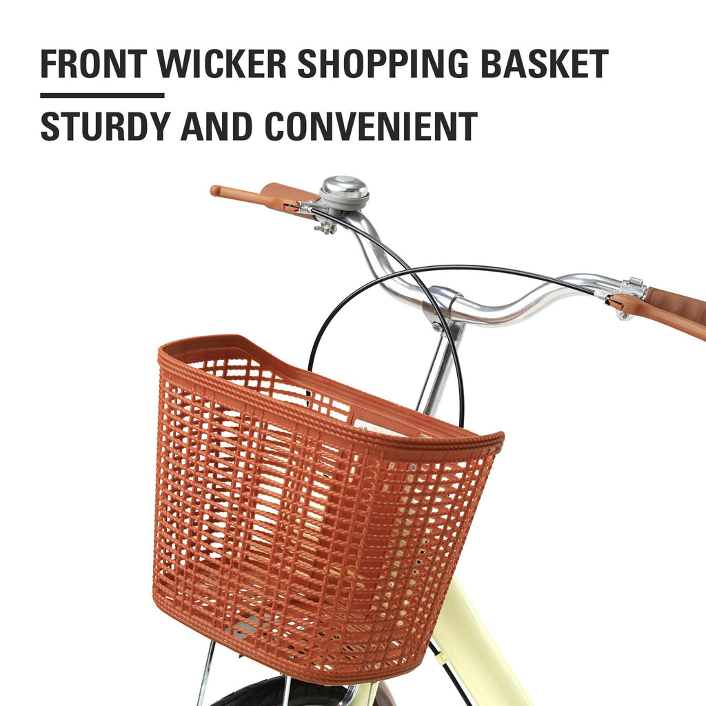 Preenex 26 In. Beach Cruiser Bike Bicycle for Women with Basket and Rear Rack