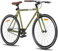 Hiland Road City Bike Urban City Commuter Bicycle for Men 700C Wheels with Single-Speed Green 58cm