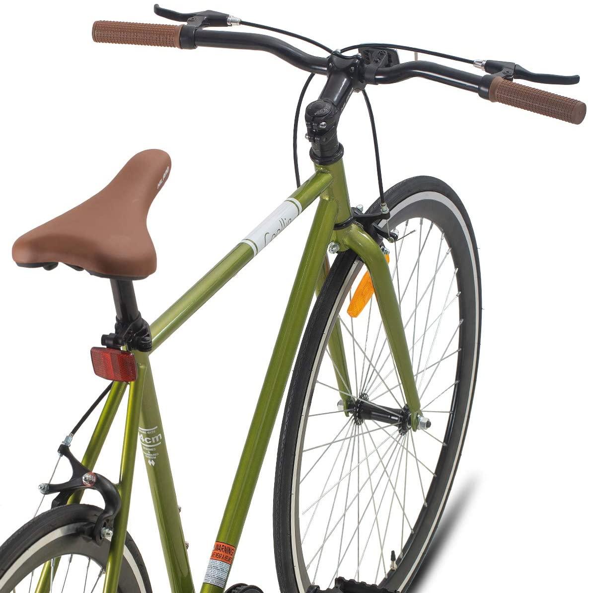 Hiland Road City Bike Urban City Commuter Bicycle for Men 700C Wheels with Single-Speed Green 58cm