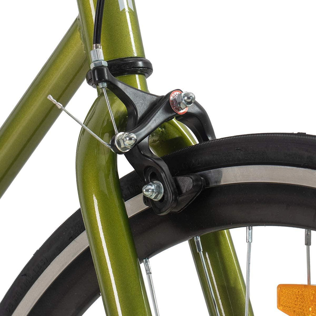 Hiland Road City Bike Urban City Commuter Bicycle for Men 700C Wheels with Single-Speed Green 58cm