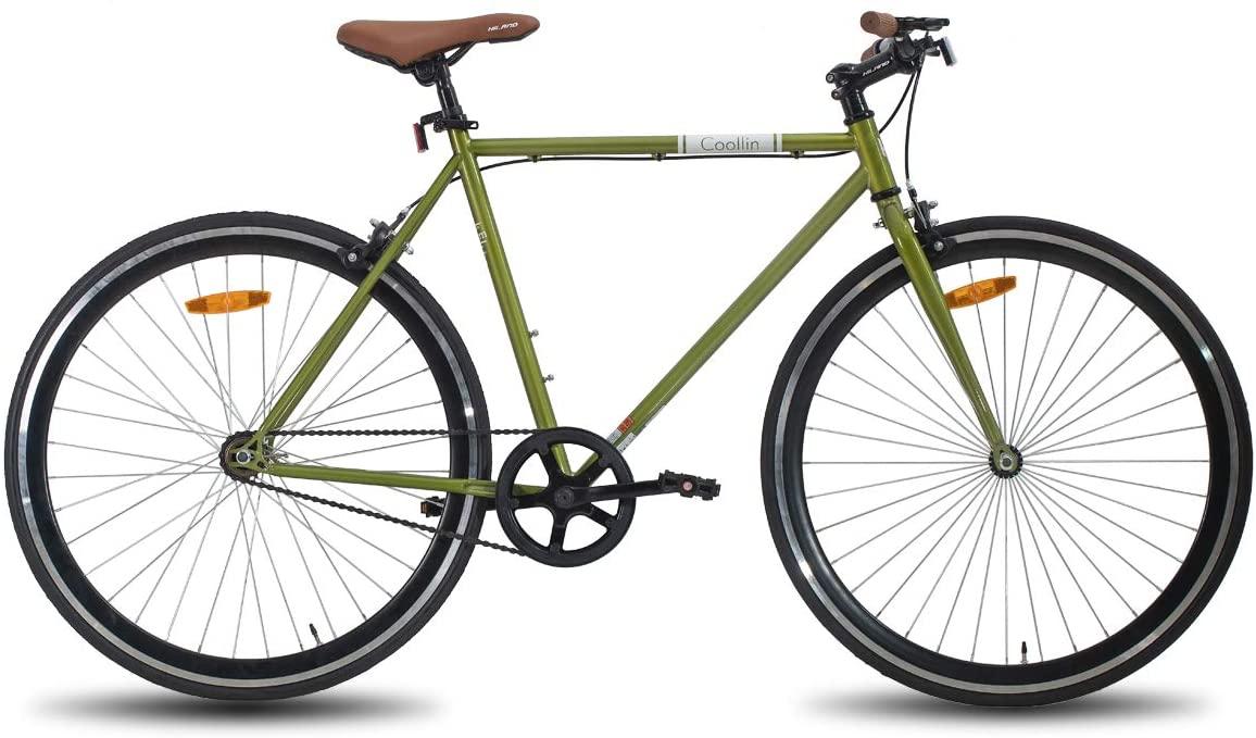 Hiland Road City Bike Urban City Commuter Bicycle for Men 700C Wheels with Single-Speed Green 58cm