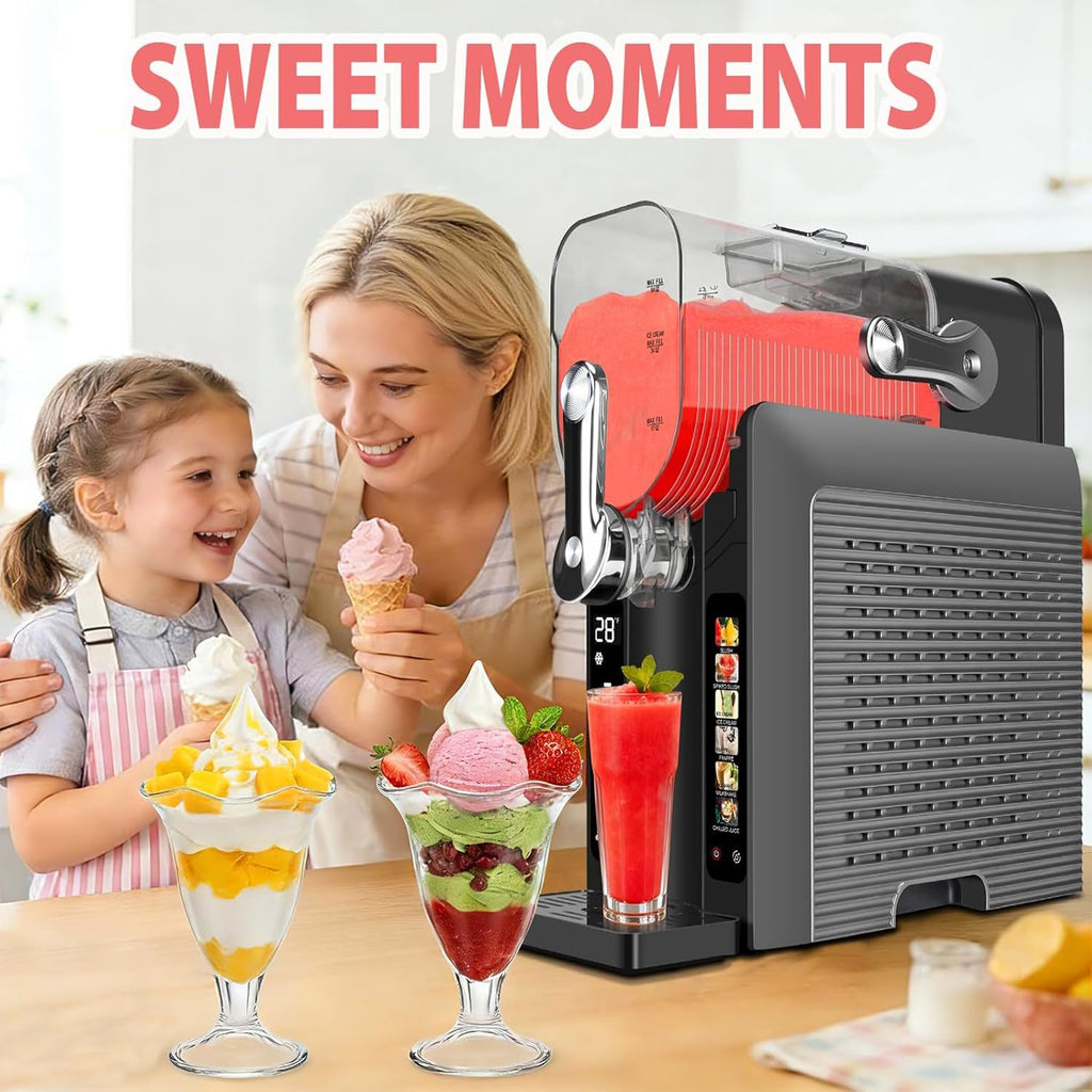 Slushie Machine for Home - 88oz Frozen Drink Maker Slushy Maker & Soft Ice Cream Maker, 6 Preset Programs| Slushie, Cocktails, Frappés, Ice Cream, Smoothies, Milkshakes (Screen Version）