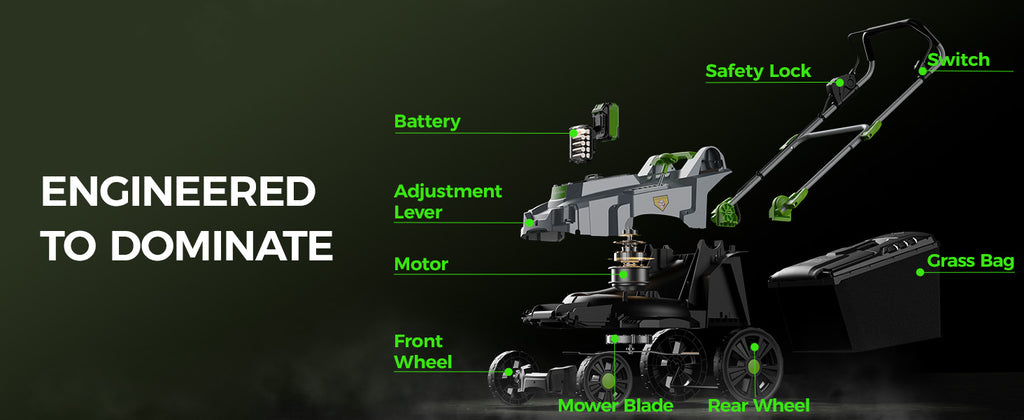 40V Cordless Lawn Mower, 17 Inch Electric Battery Powered Lawn Mower with 2x4.0Ah Batteries, 6 Height Adjustment, 50L Grass Bag, 1200W Brushless Motor, 40min Runtime for 500㎡ Yard