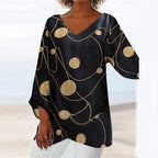 Casual V-neck Long Sleeve Printed Top