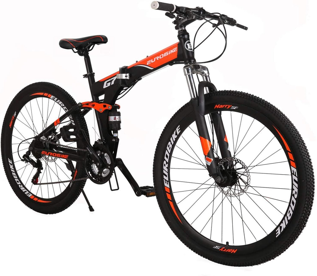 G7 Folding Mountain Bike Full Suspension 27.5 Inches Wheels Foldable Bike 21 Speed for Adults Dual Disc Brakes Bicycle