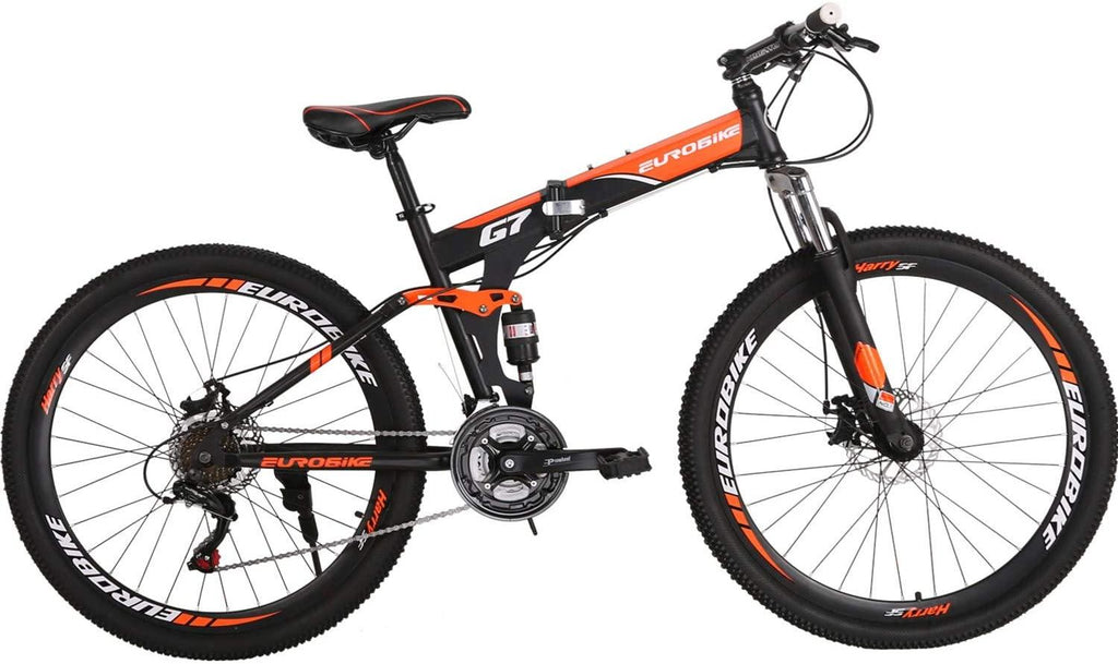 G7 Folding Mountain Bike Full Suspension 27.5 Inches Wheels Foldable Bike 21 Speed for Adults Dual Disc Brakes Bicycle