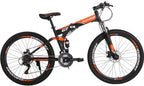 G7 Folding Mountain Bike Full Suspension 27.5 Inches Wheels Foldable Bike 21 Speed for Adults Dual Disc Brakes Bicycle