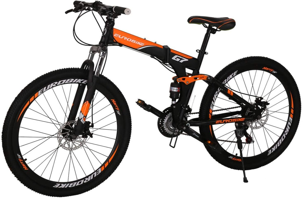 G7 Folding Mountain Bike Full Suspension 27.5 Inches Wheels Foldable Bike 21 Speed for Adults Dual Disc Brakes Bicycle