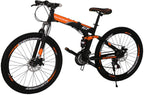 G7 Folding Mountain Bike Full Suspension 27.5 Inches Wheels Foldable Bike 21 Speed for Adults Dual Disc Brakes Bicycle