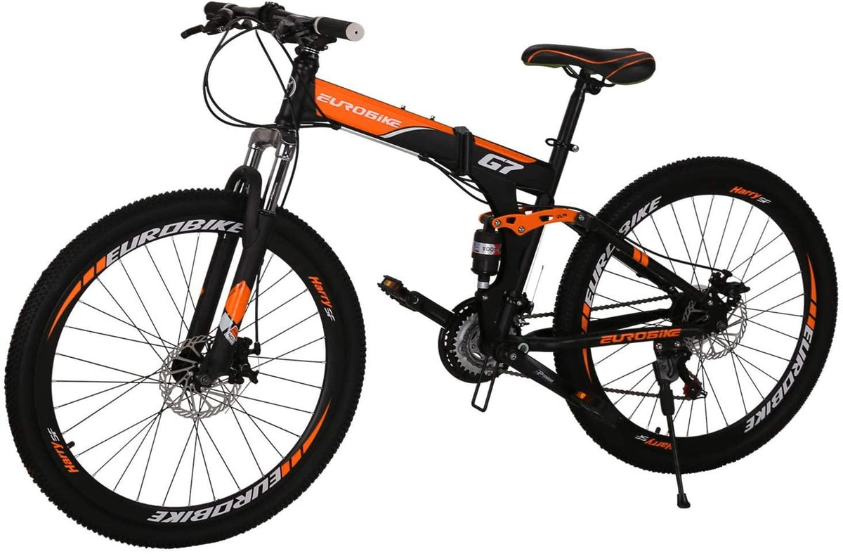 G7 Folding Mountain Bike Full Suspension 27.5 Inches Wheels Foldable Bike 21 Speed for Adults Dual Disc Brakes Bicycle