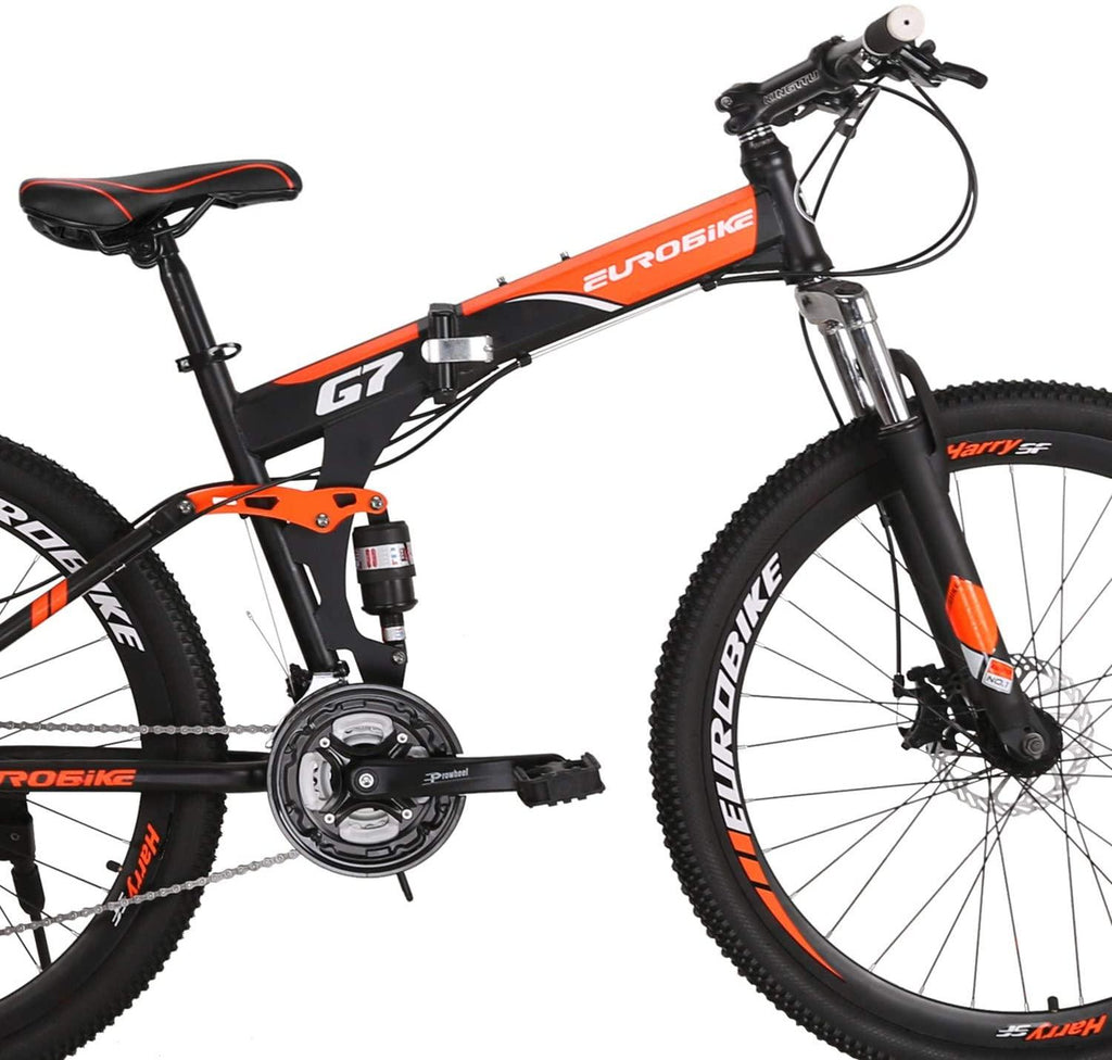 G7 Folding Mountain Bike Full Suspension 27.5 Inches Wheels Foldable Bike 21 Speed for Adults Dual Disc Brakes Bicycle