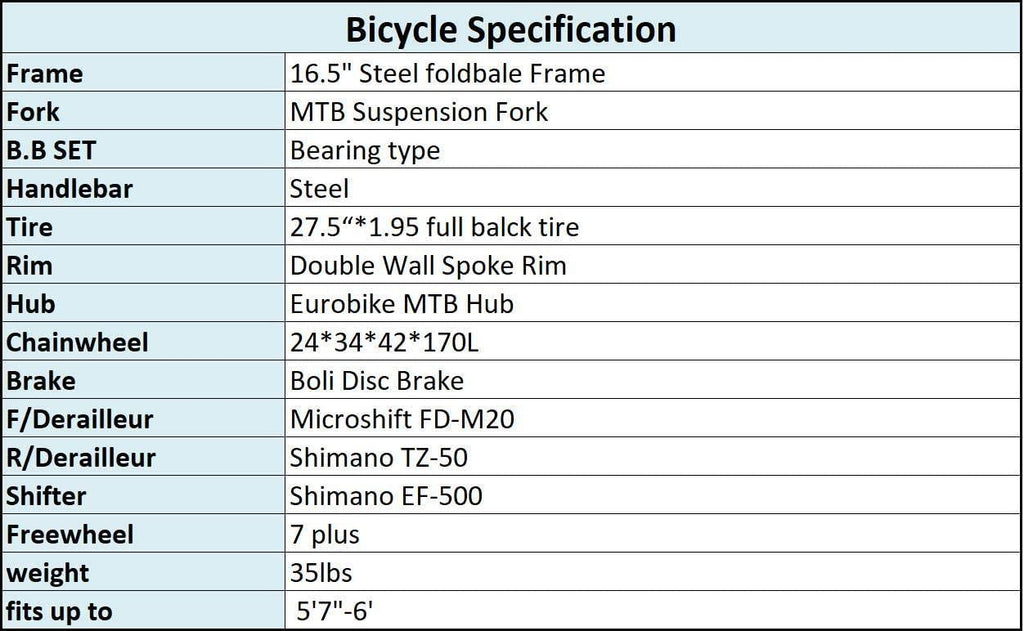G7 Folding Mountain Bike Full Suspension 27.5 Inches Wheels Foldable Bike 21 Speed for Adults Dual Disc Brakes Bicycle