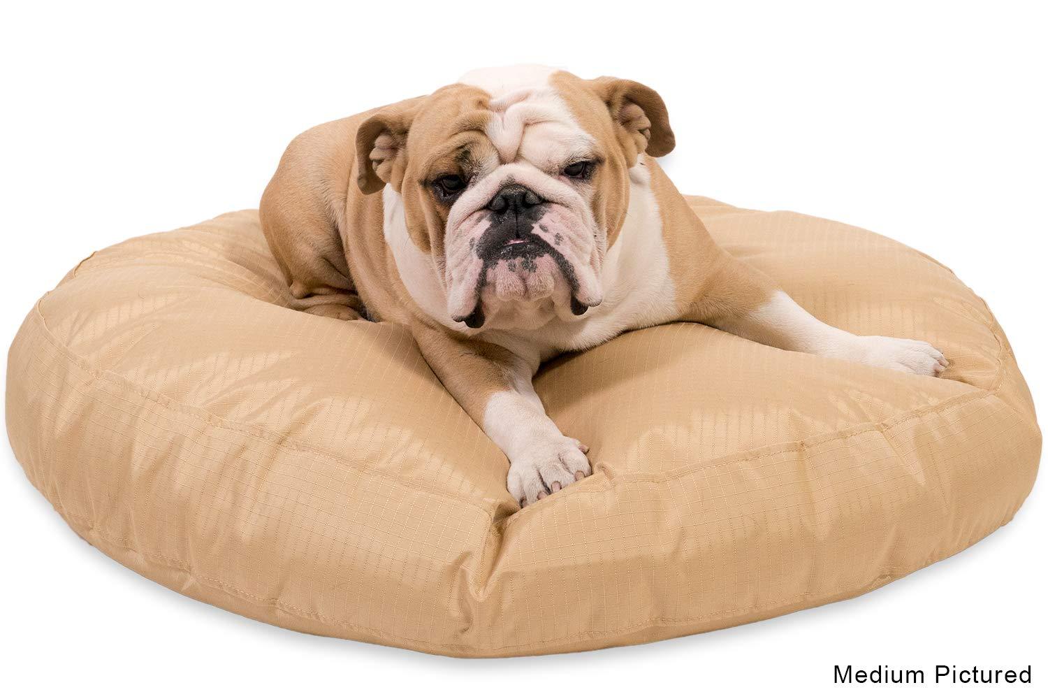 K9 Ballistics Round Dog Bed Nearly Indestructible &amp; Chew Resistant, Waterproof Washable Tough Nesting Pillow for Chewing Puppy, Small Medium LarX-LarMat