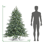 Costway 6ft Artificial Christmas Spruce Hinged Tree w/ 892 Mixed PE &amp; PVC Tips