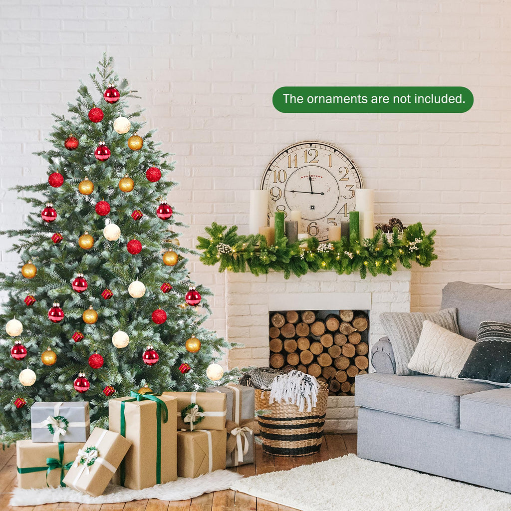Costway 6ft Artificial Christmas Spruce Hinged Tree w/ 892 Mixed PE &amp; PVC Tips