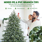 Costway 6ft Artificial Christmas Spruce Hinged Tree w/ 892 Mixed PE &amp; PVC Tips