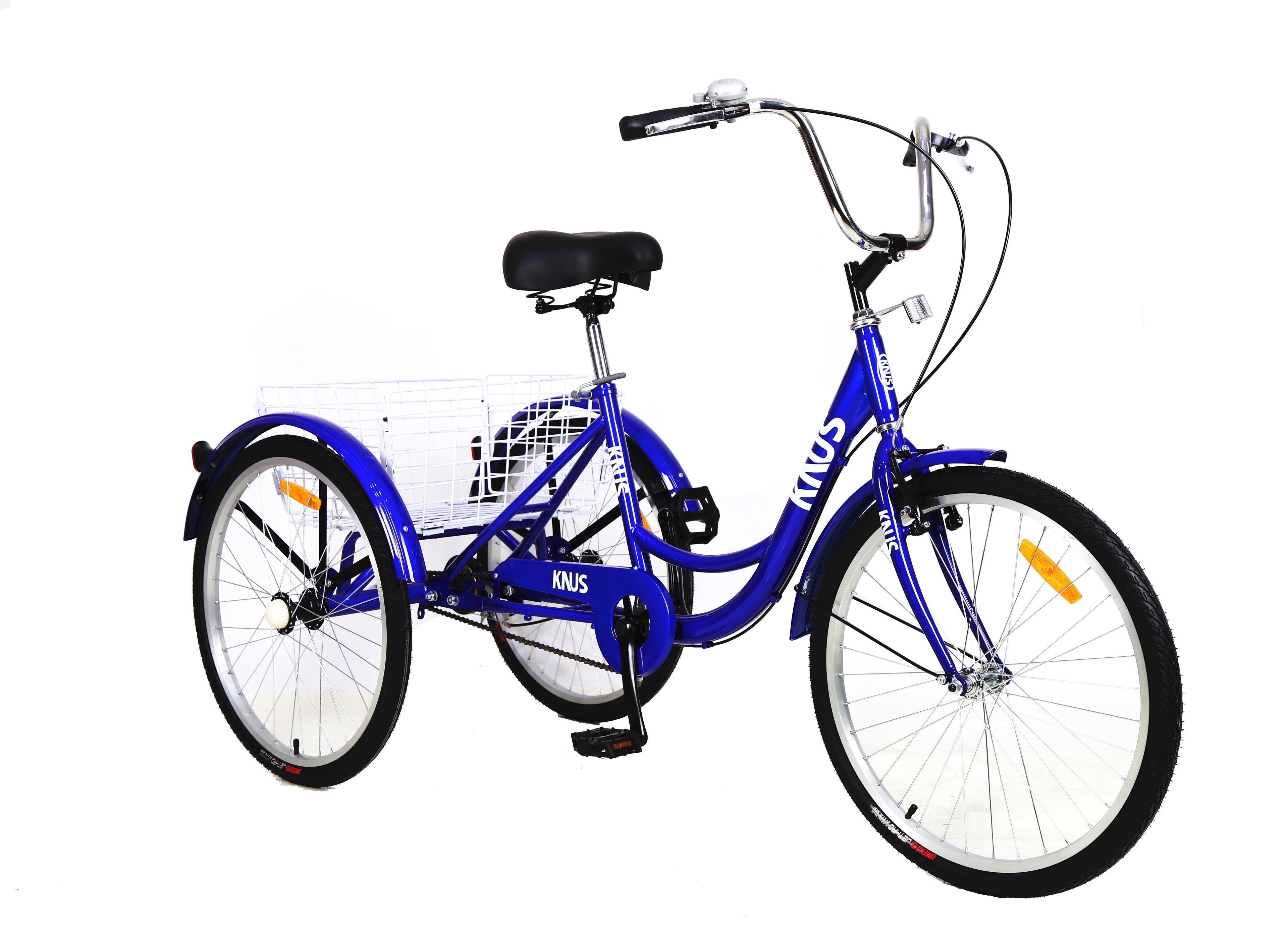 Unisex Adult Single Speed Tricycle 24 inch High Three Wheel Cruiser Bike 24"/26" Wheels LarBasket for Women Men Seniors