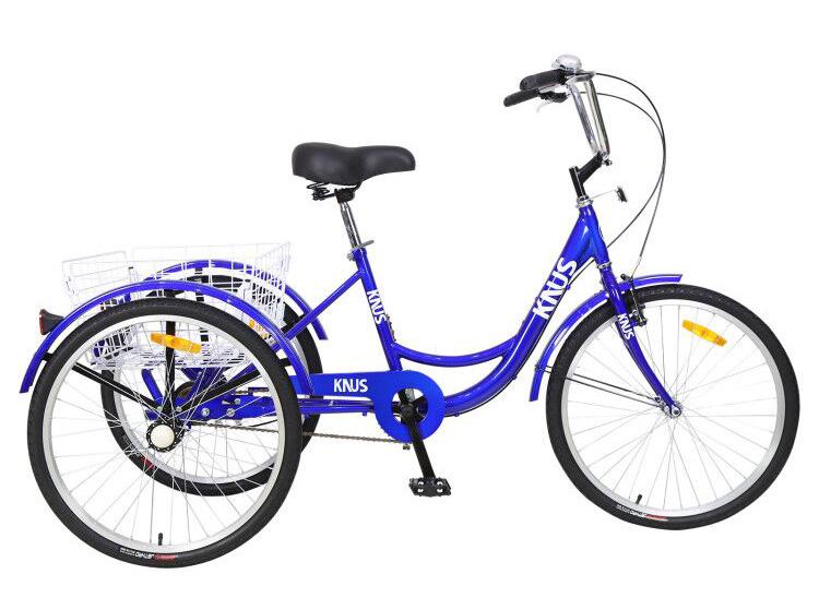 Unisex Adult Single Speed Tricycle 24 inch High Three Wheel Cruiser Bike 24"/26" Wheels LarBasket for Women Men Seniors
