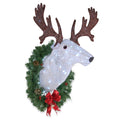 29" White and Green Pre-Lit LED Christmas Wall Mounted Buck , White Lights