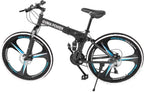 26 Inch 21 Speed Folding Mountain Bike, Portable Non-Slip Adult Mountain Bikes with Full Suspension &amp; Dual Disc Brakes, High-Carbon Steel Folding Mountain Bike for Men/Women, US Stock