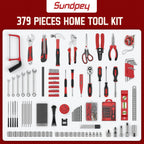 Home Tool Kit with Drawer - 379-PCs Portable Complete Household and Auto Repair Tool Set - Hand General Basic Tool Box StoraCase - Full Basic Toolkit for Handyman & Diyer & Homeowner Red