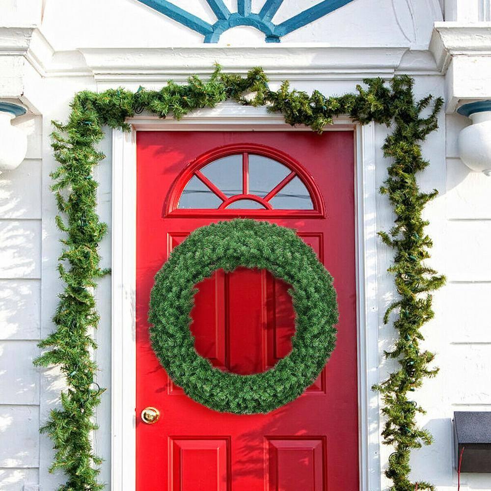 48 in. Green Pre-Lit LED Artificial Christmas Wreath