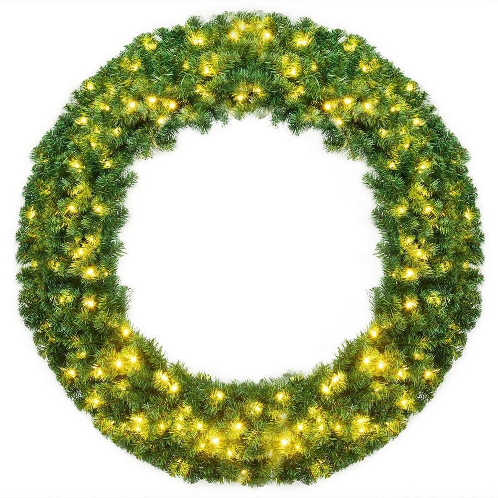 48 in. Green Pre-Lit LED Artificial Christmas Wreath