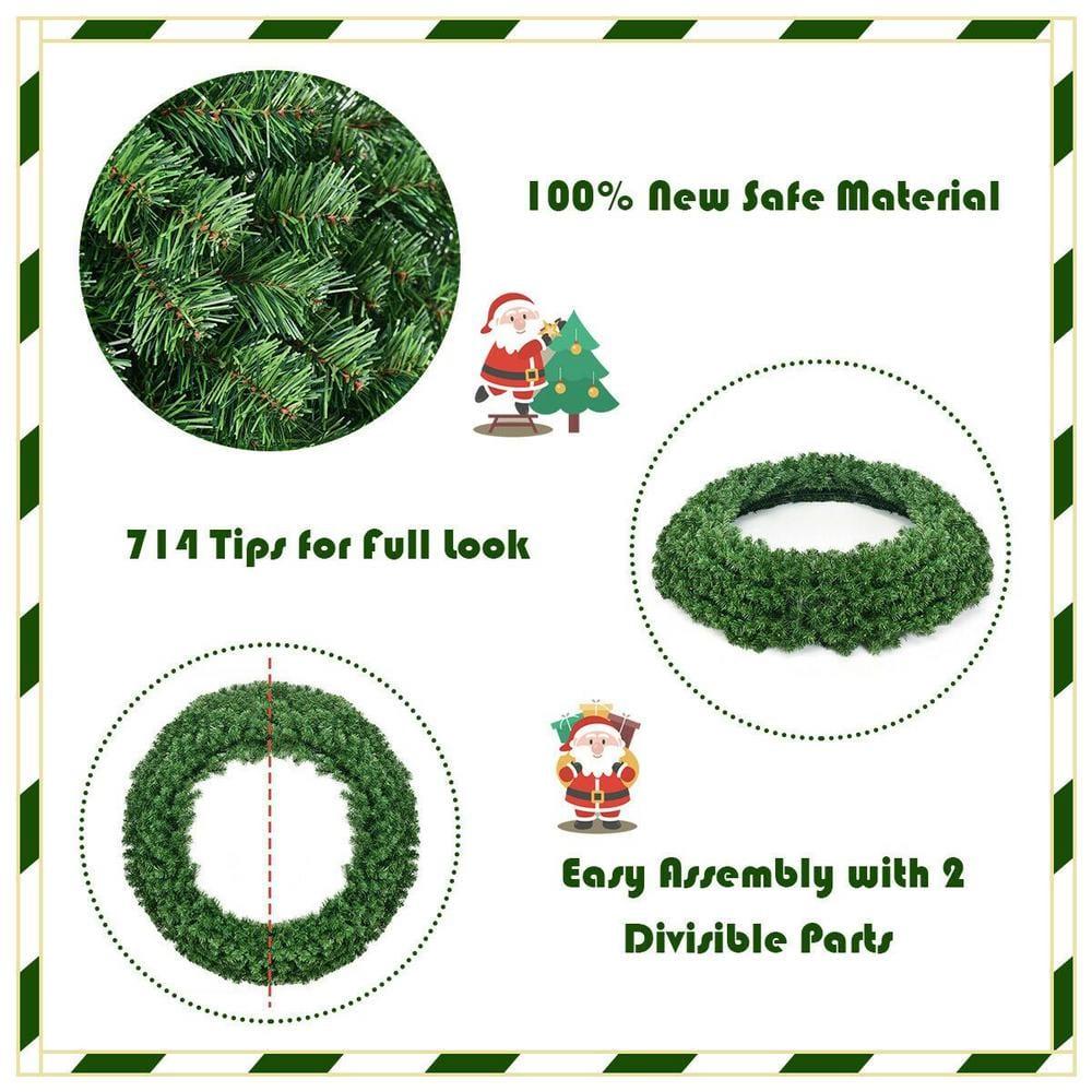 48 in. Green Pre-Lit LED Artificial Christmas Wreath
