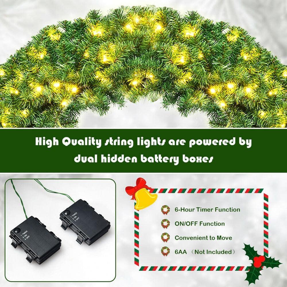 48 in. Green Pre-Lit LED Artificial Christmas Wreath