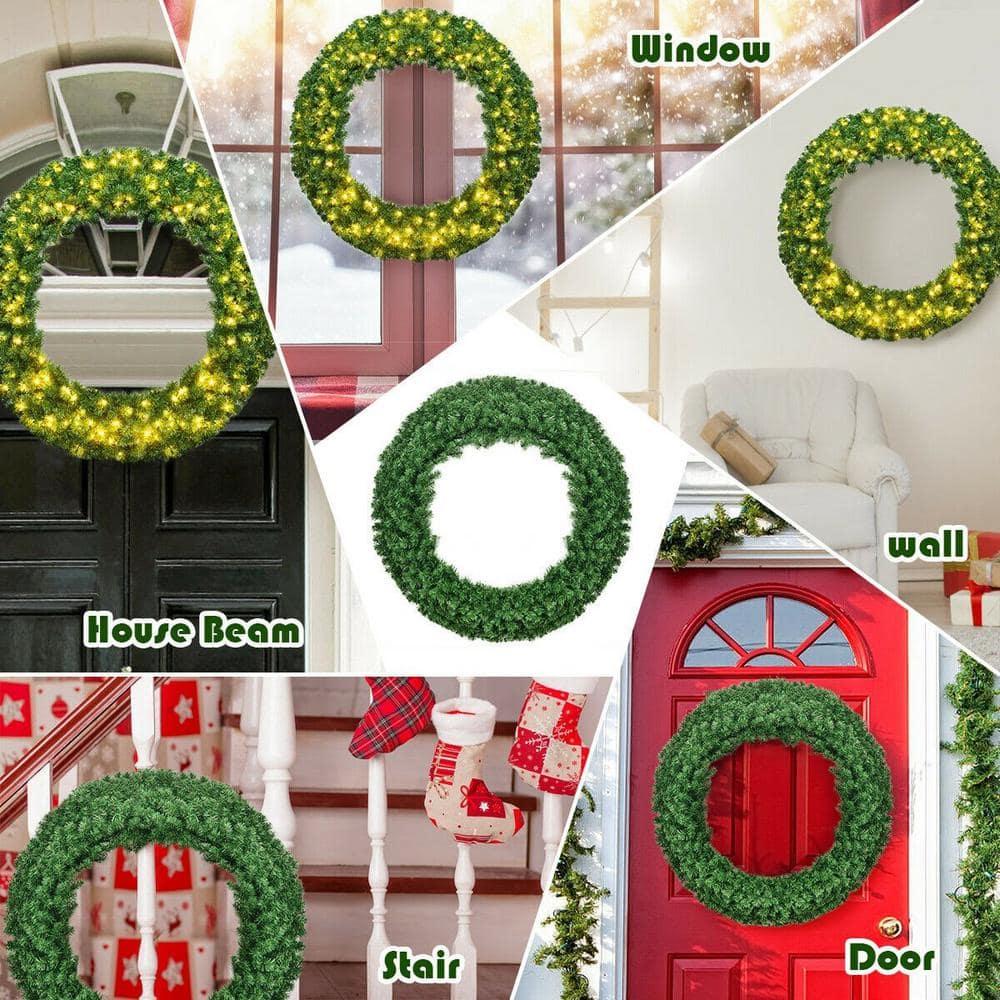 48 in. Green Pre-Lit LED Artificial Christmas Wreath