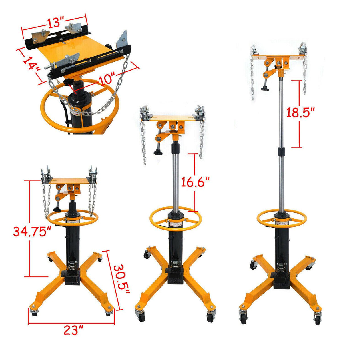 1660lbs 0.75Ton Transmission Jack 2StaHydraulic 360閹 for Engine Lift tools