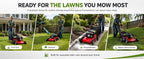 3 in 1 Self Propelled Gas Lawn Mower, 131cc 4-Stroke Engine with 50L Grass Bag &amp; Big Wheels, 3-in-1 Mulching/Side Discharge/Rear Bag, Push Button Start for Medium to LarLawns Red