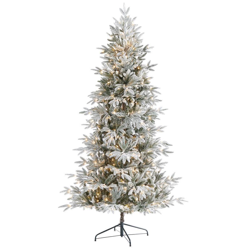 7.5 ft. Pre-Lit Flocked Manchester Spruce Artificial Christmas Tree with 450 Clear Lights