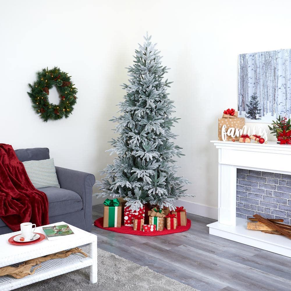 7.5 ft. Pre-Lit Flocked Manchester Spruce Artificial Christmas Tree with 450 Clear Lights