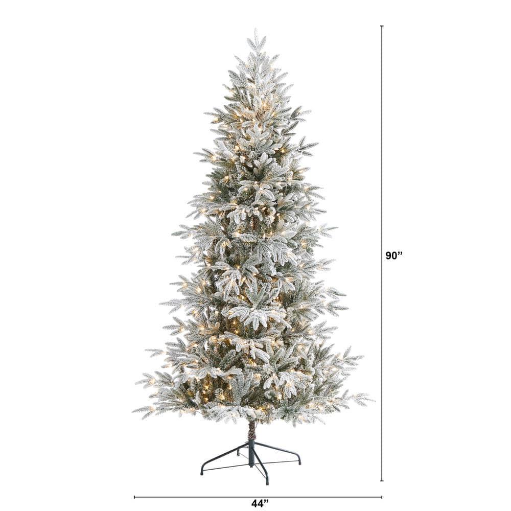 7.5 ft. Pre-Lit Flocked Manchester Spruce Artificial Christmas Tree with 450 Clear Lights