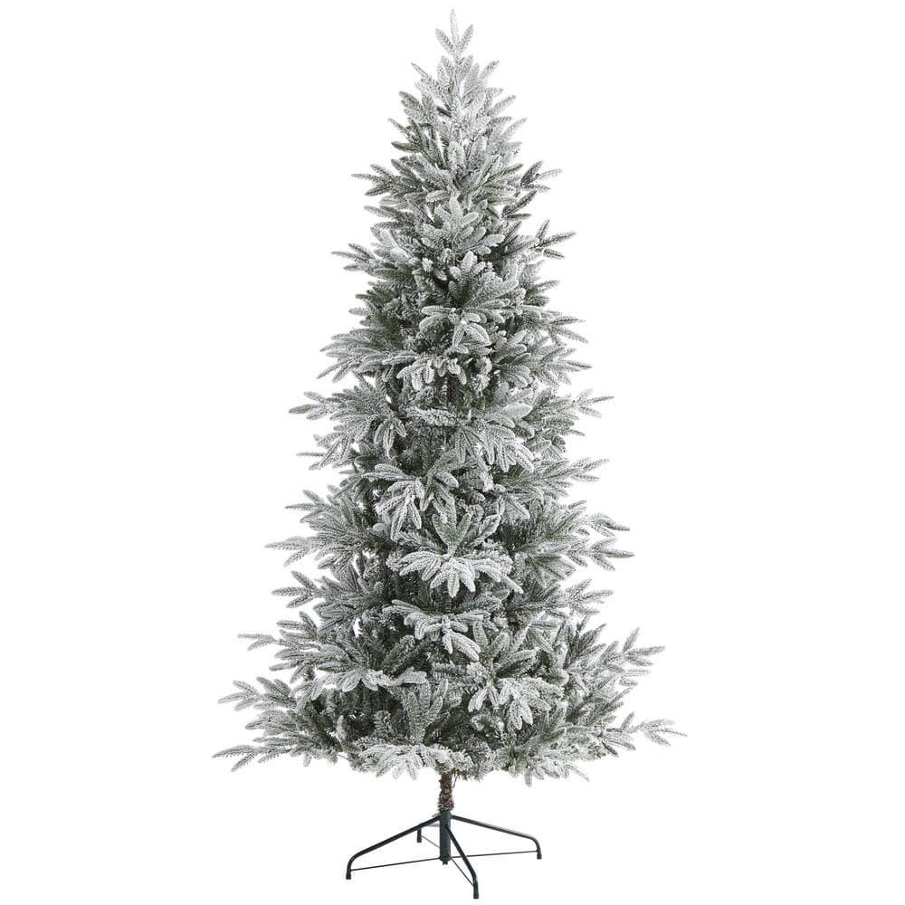 7.5 ft. Pre-Lit Flocked Manchester Spruce Artificial Christmas Tree with 450 Clear Lights